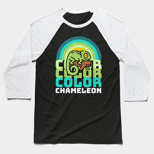 Color Color Color Chameleon Vintage Rainbow Baseball T-Shirt by DetourShirts